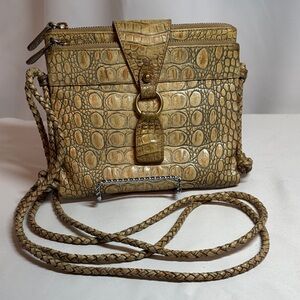 Brahmin Vintage Mojito Tan Melbourne Croc Embossed Leather Crossbody Bag